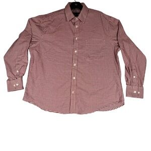 Tommy Hilfiger Mens Burgundy Gingham All Season Stretch Regular Fit Shirt L